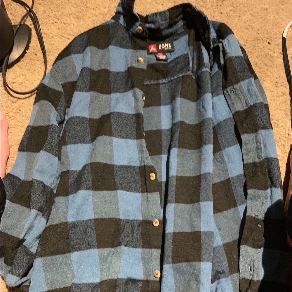 blue and black flannel